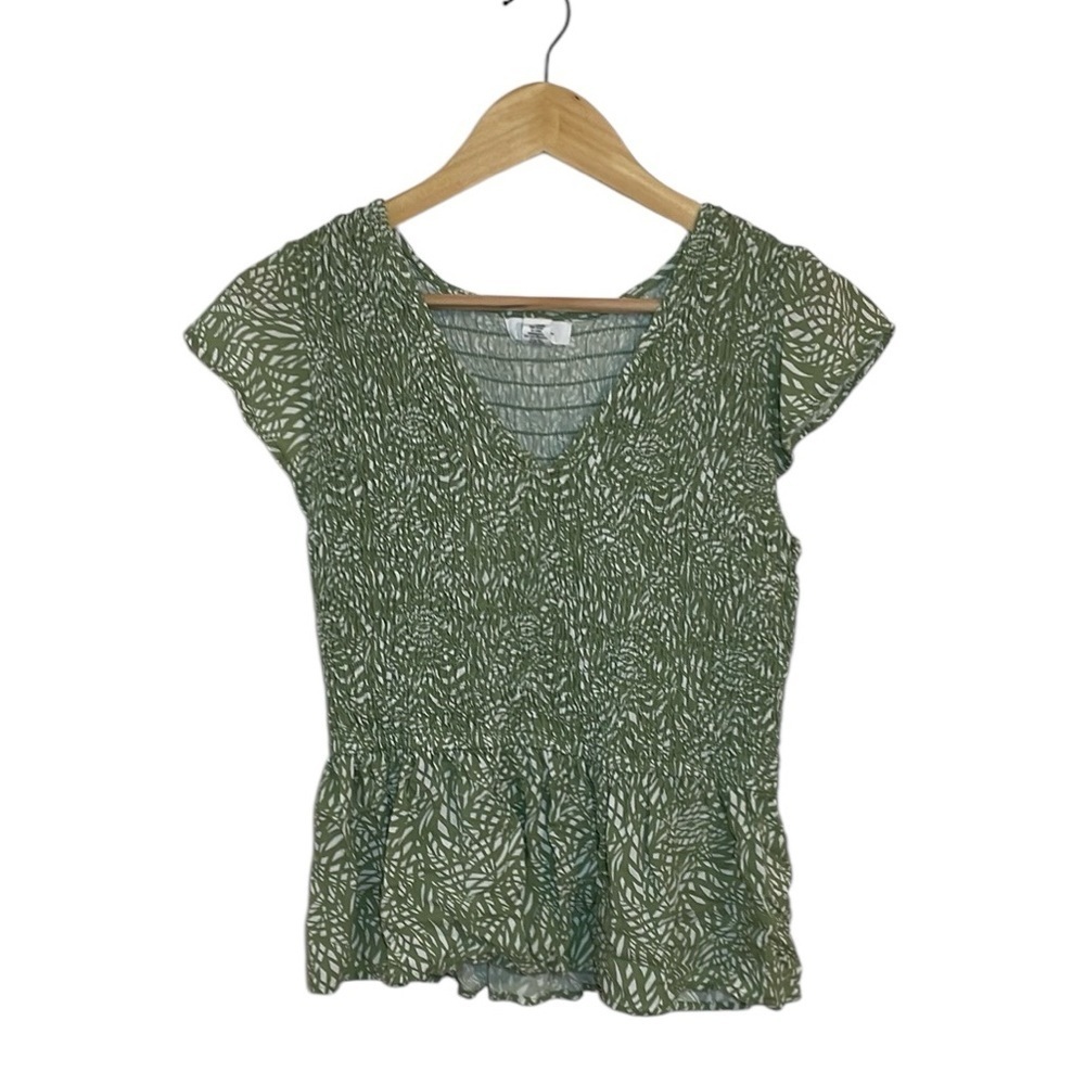 Japna Green Smocked Top, Medium